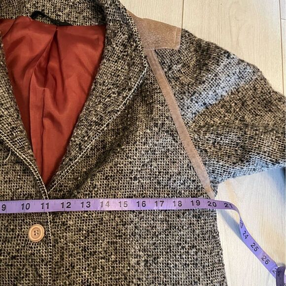 Vintage Jocardi tweed coat leather trim waist tie - Picture 11 of 16